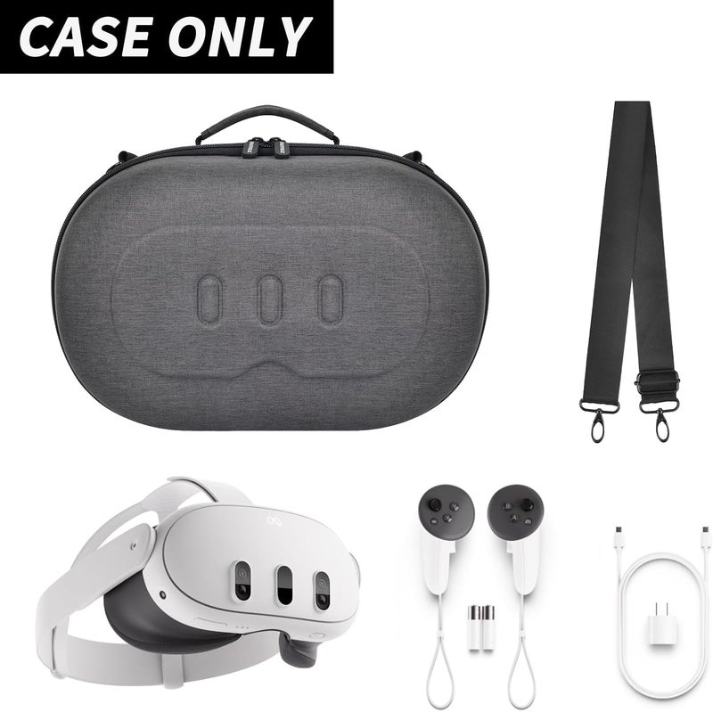 PAIYULE VR Headset Case Compatible with Meta Quest 3S 128GB/ for Meta Quest 3 512GB Virtual Reality Headset Elite Strap Storage Holder for Touch Controller Power Adapter Accessories for Travel-Grey(Box only) - Image 3